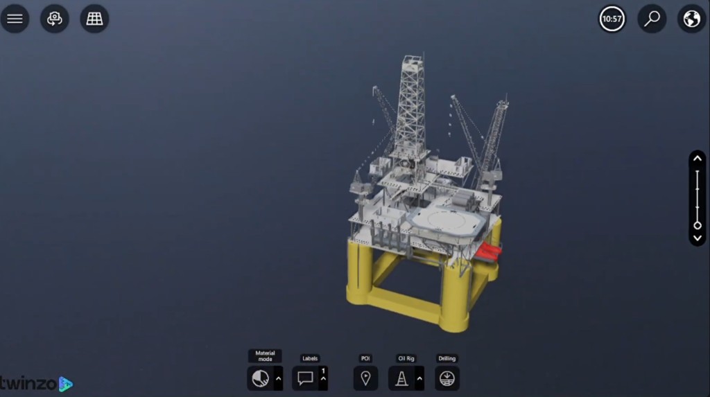 twinzo 3D oil rig digital twin used for technician location